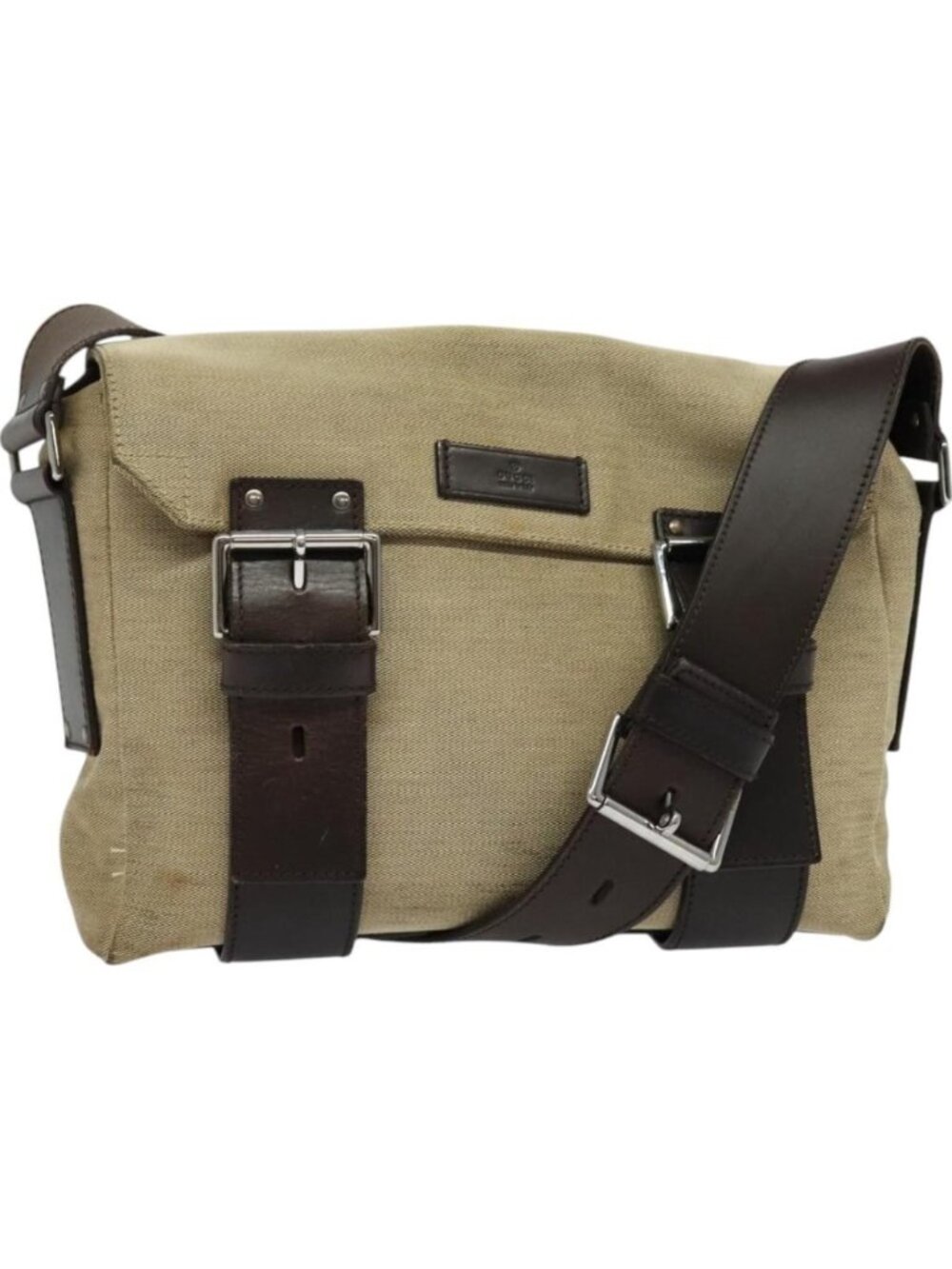 GUCCI Shoulder Bag Canvas Beige Silver 106298